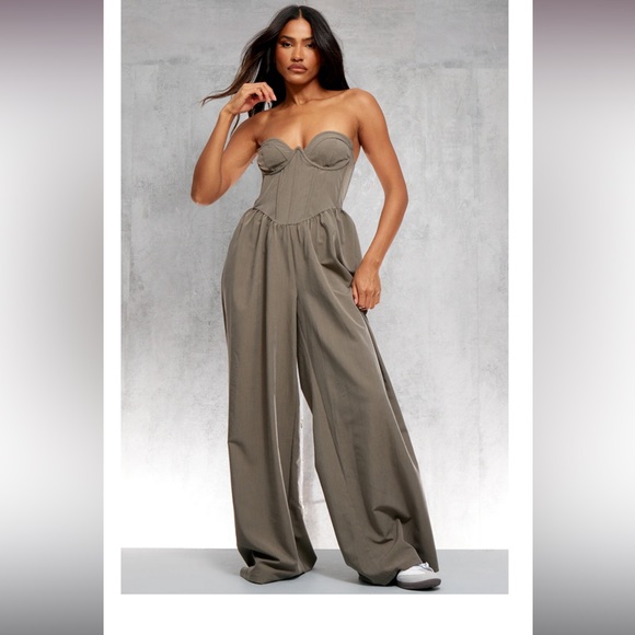 New Underwire Corset Jumpsuit Khaki - Picture 2 of 2